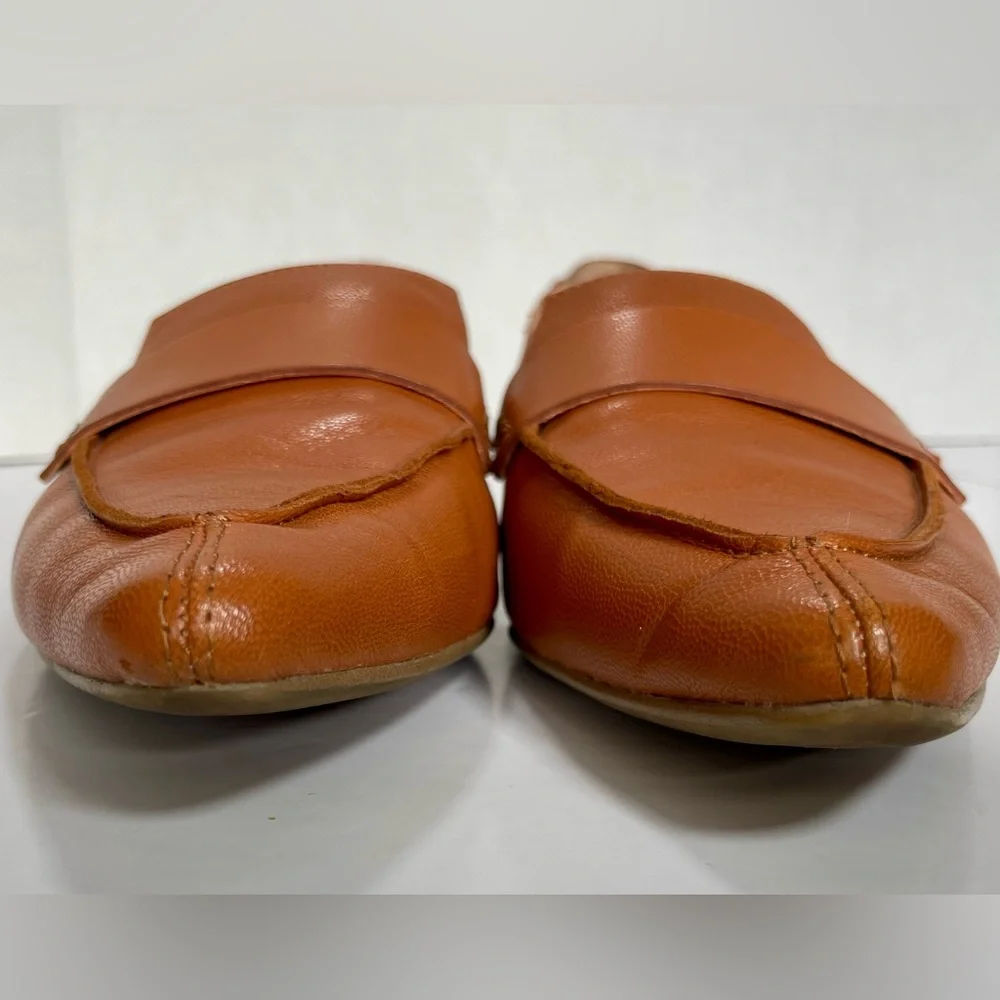 FRANCO SARTO Brown Leather Pointed Toe Loafers Gold Heel Detail 7.5 - Picture 4 of 9